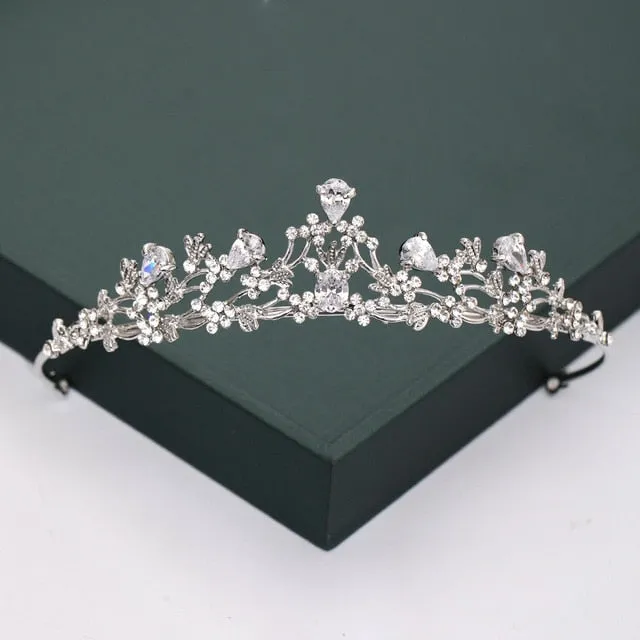 Gold or Silver Tone Crystal Rhinestone and Pearl Quince Tiaras and Wedding Crowns