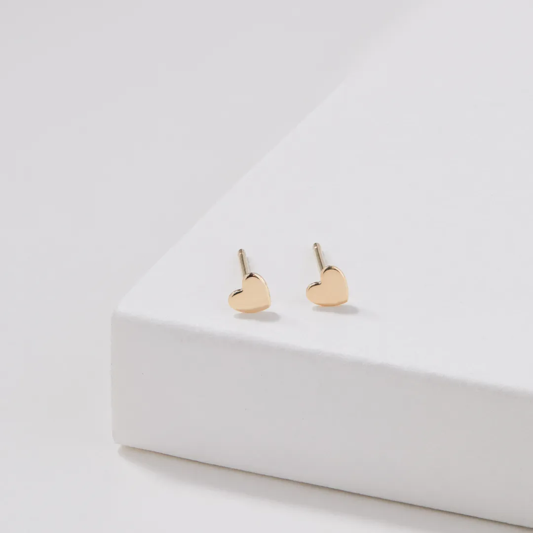 Gold Tiny Heart Stud Earrings