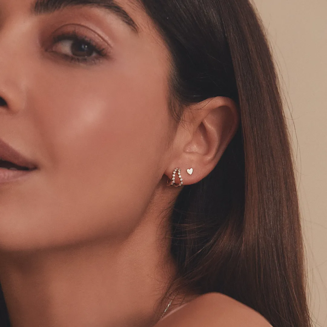Gold Tiny Heart Stud Earrings