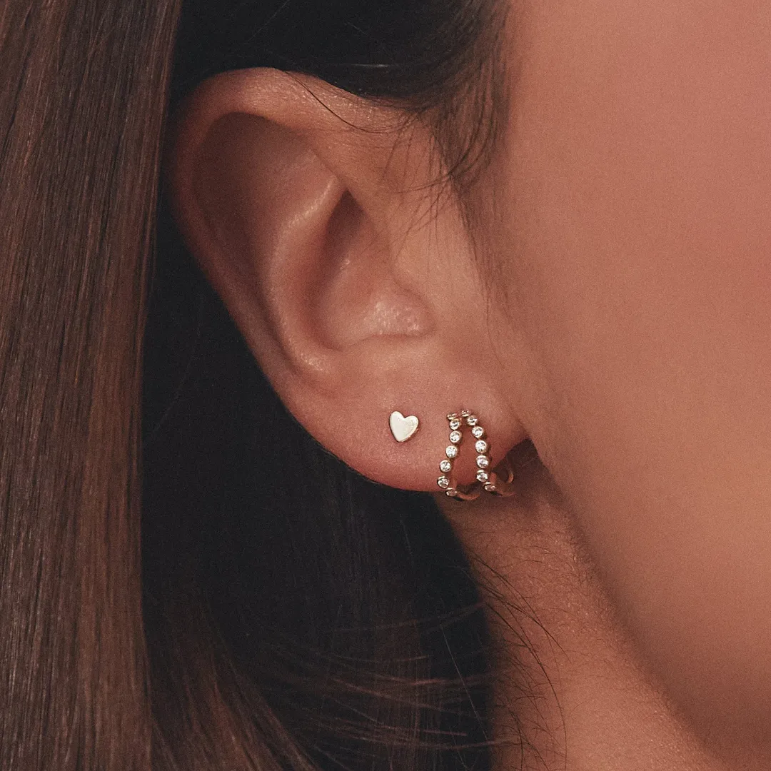 Gold Tiny Heart Stud Earrings