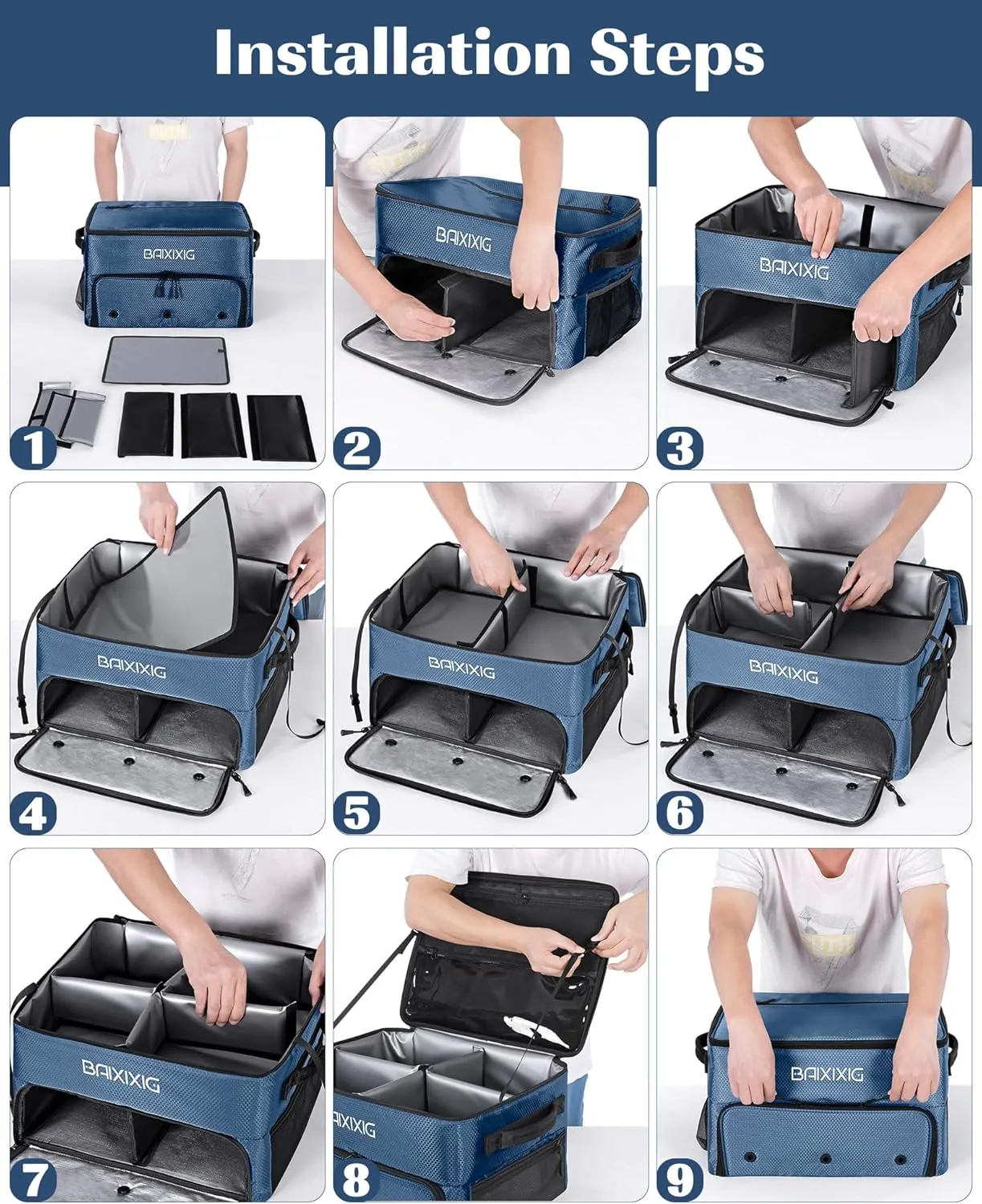 Golf Trunk Organizer, Waterproof Car Golf Locker with Separate Ventilated Compartment for 2 Pair Shoes, Golf Storage for Balls, Tees, Cap, Clothes, Gloves, Accessories, Gifts for Men, Women