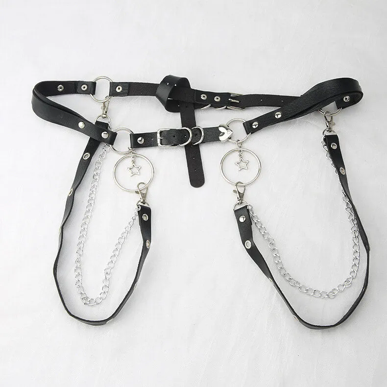 Gothic twinkle stars hearts body chain belt