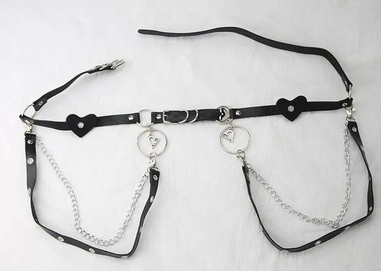 Gothic twinkle stars hearts body chain belt