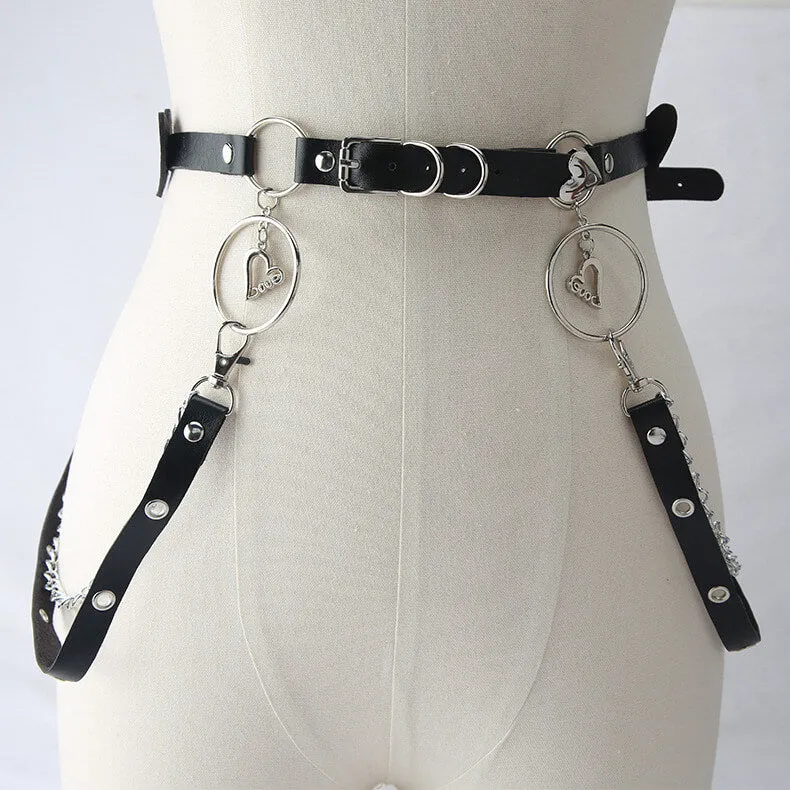 Gothic twinkle stars hearts body chain belt