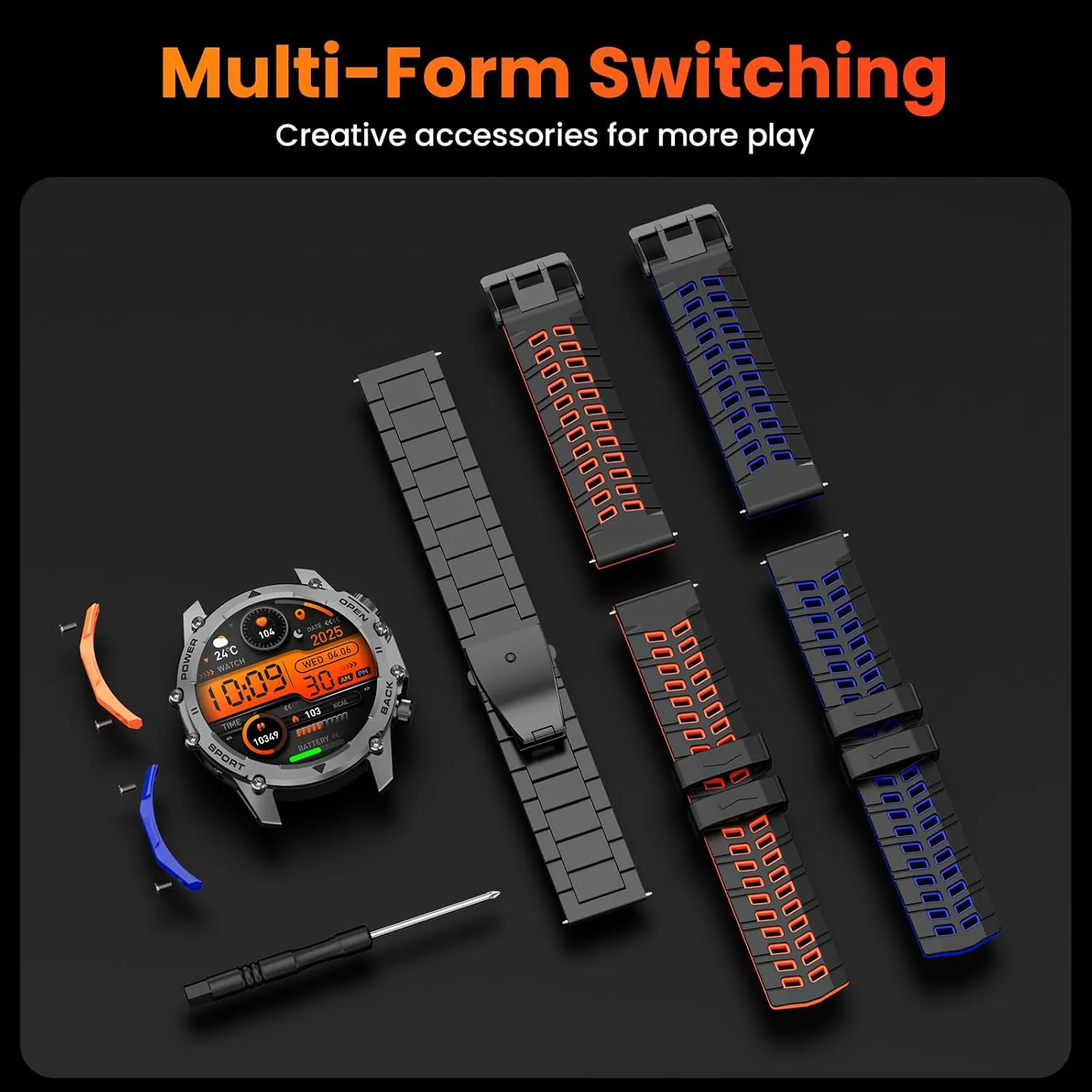 Hwagol Smart Watch Gifts for Dad(Calls/Answer),1.52'' Military Smart Watches for Men for Android iPhone,100  Sport Modes/Heart Rate/Sleep Monitor Fitness Tracker,Two Accessories and Three Bands Kits