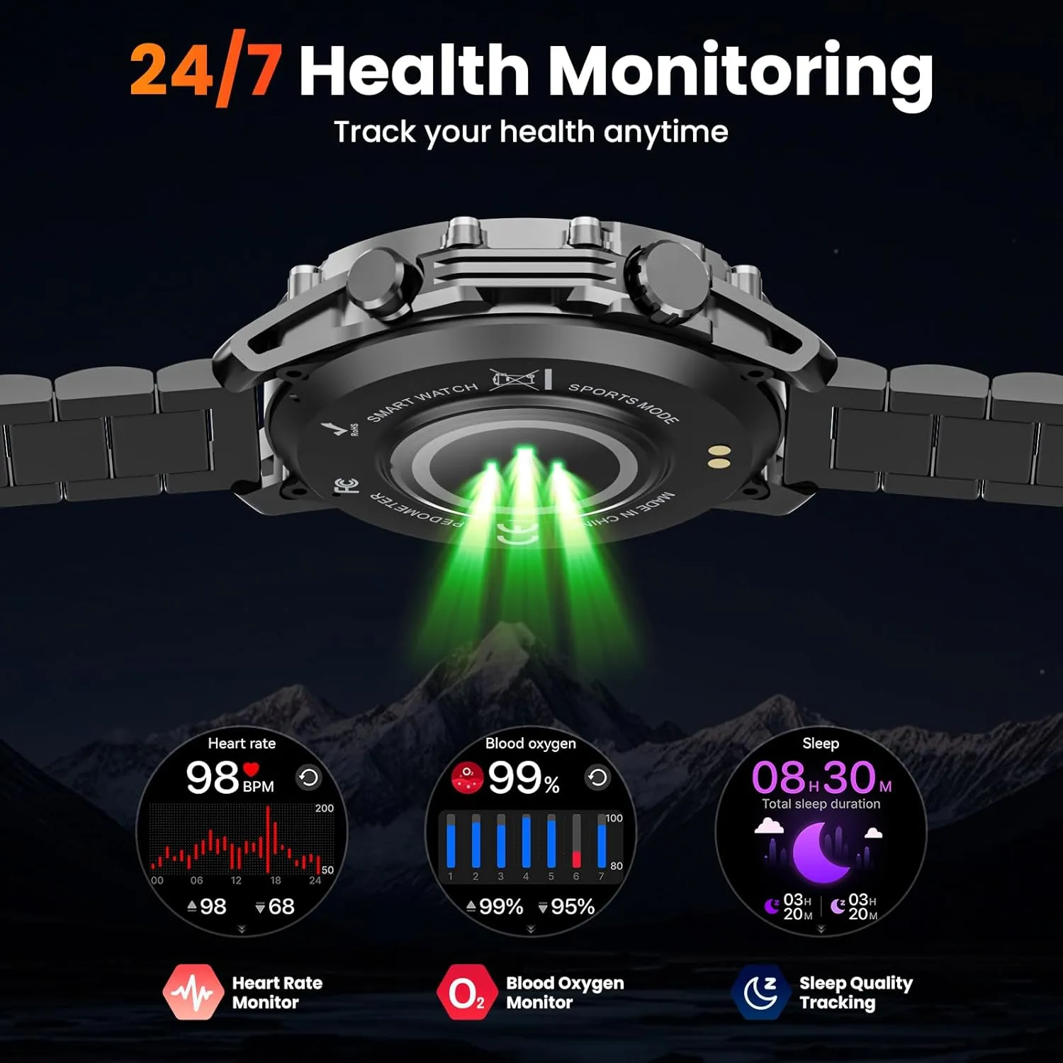 Hwagol Smart Watch Gifts for Dad(Calls/Answer),1.52'' Military Smart Watches for Men for Android iPhone,100  Sport Modes/Heart Rate/Sleep Monitor Fitness Tracker,Two Accessories and Three Bands Kits
