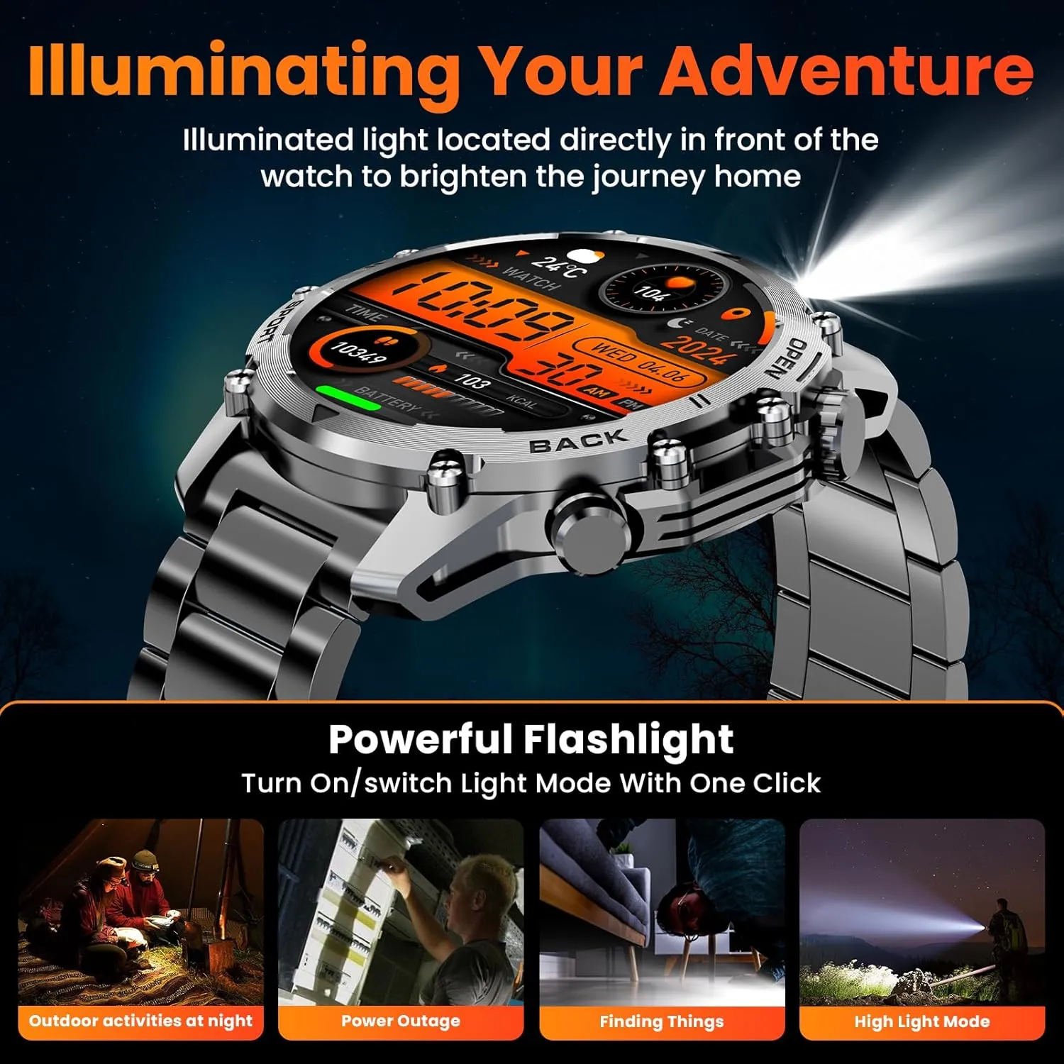 Hwagol Smart Watch Gifts for Dad(Calls/Answer),1.52'' Military Smart Watches for Men for Android iPhone,100  Sport Modes/Heart Rate/Sleep Monitor Fitness Tracker,Two Accessories and Three Bands Kits