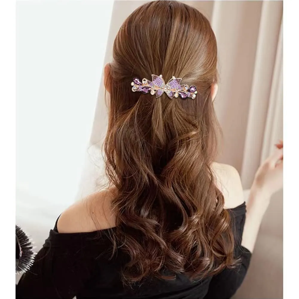 inSowni 4 Pack Luxury Glitter Sparkly Jeweled Gems Crystal Rhinestone Butterfly Metal French Hair Barrettes Fancy Bling Alligator Snap Butterflies Hair Clips Headpieces Accessories for Women Girls