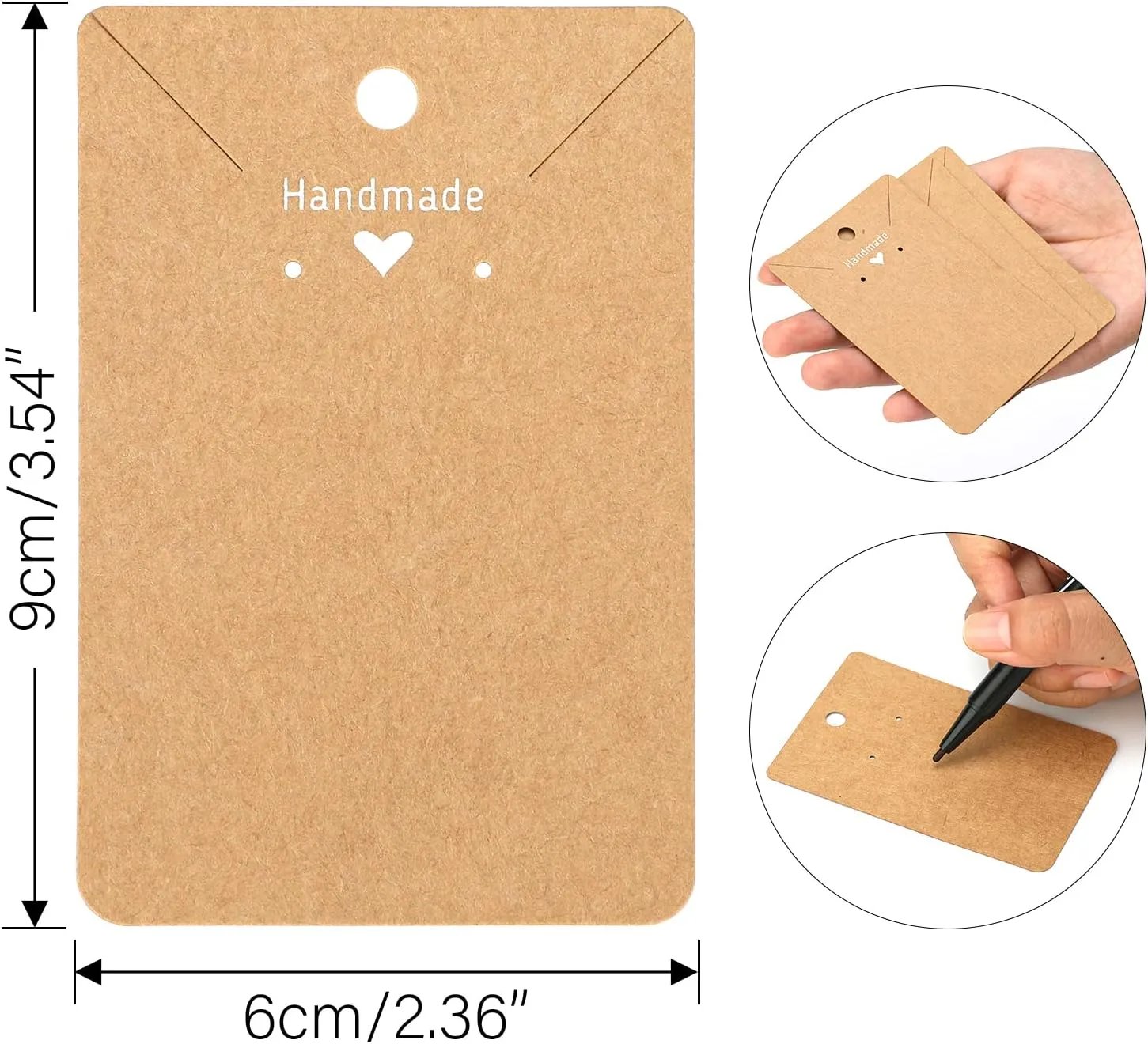 joycraft 100Pcs Kraft Earring Cards Necklace Display Cards,Brown Paper Ear Studs Display Cards,Personalized Jewelry Cards for Selling,Hanging Earring and Necklace,DIY Crafts,and Retail(3.5"x2.4")
