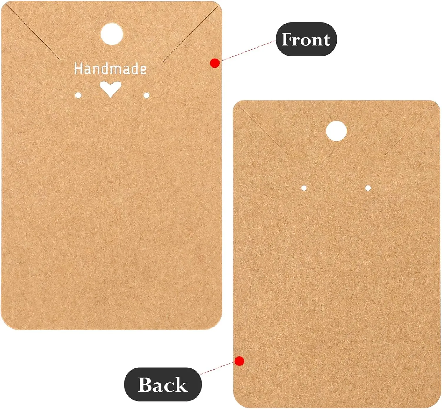 joycraft 100Pcs Kraft Earring Cards Necklace Display Cards,Brown Paper Ear Studs Display Cards,Personalized Jewelry Cards for Selling,Hanging Earring and Necklace,DIY Crafts,and Retail(3.5"x2.4")