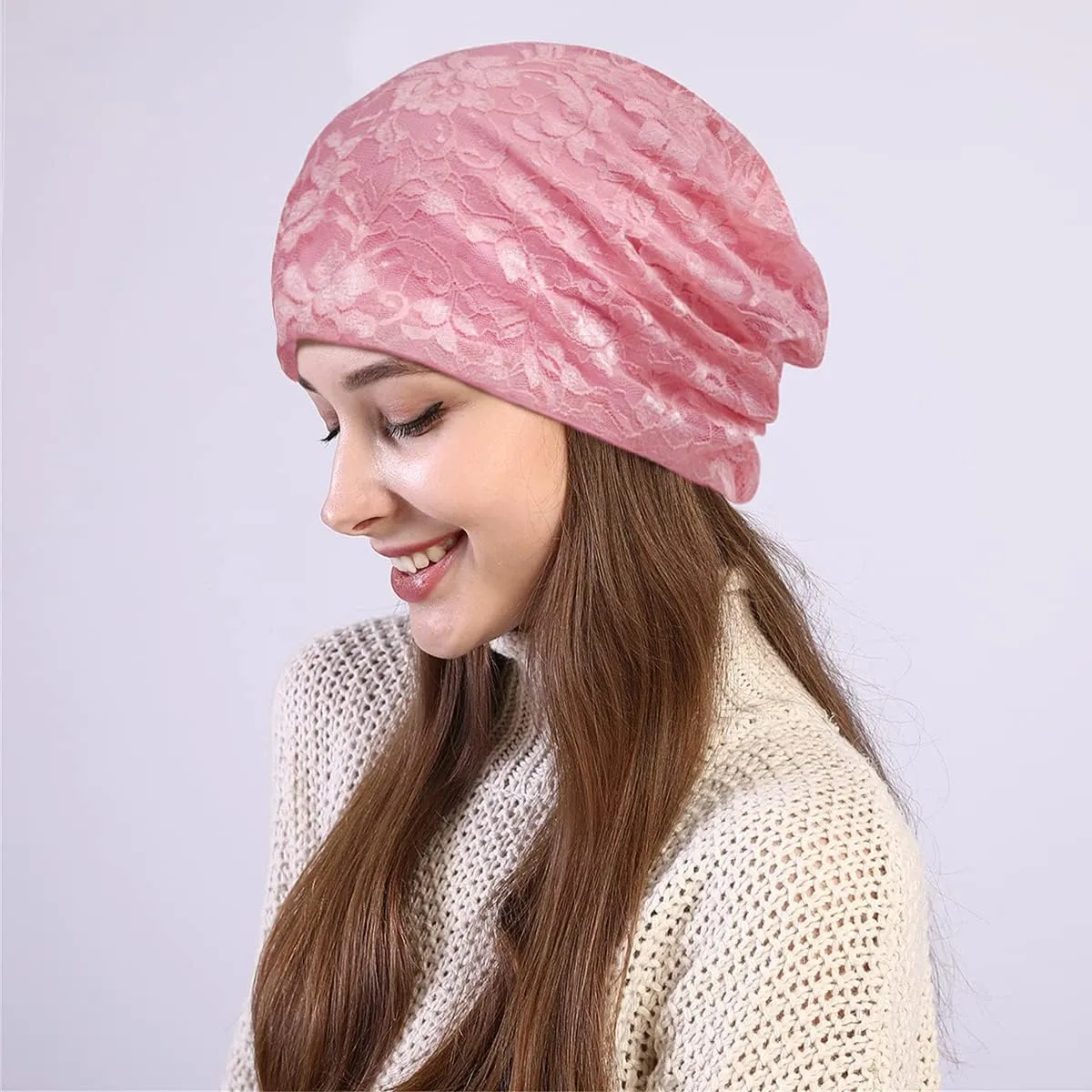 Lace Chemo Beanie Hat for Women Turban Cancer Cap Slouchy Hat