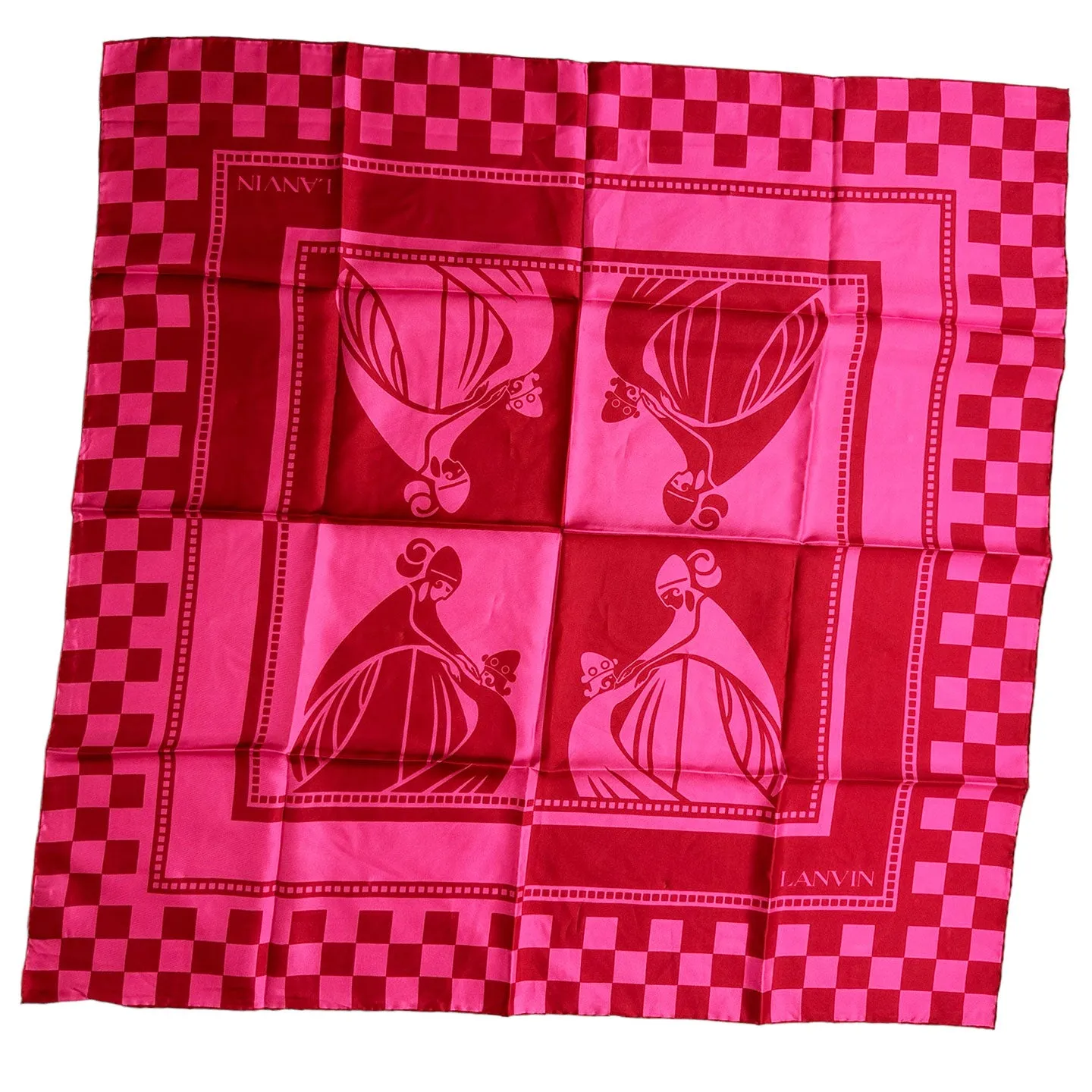 Lanvin Scarf Pink Check Design - Twill Silk Scarf SALE