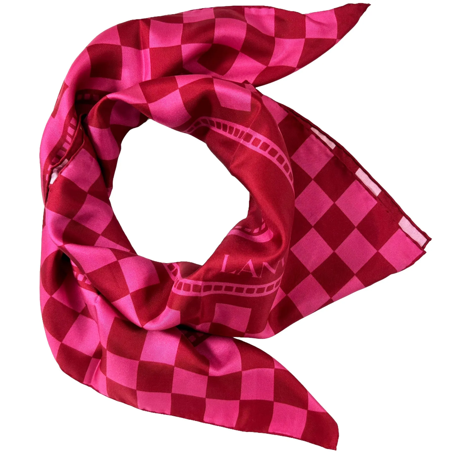 Lanvin Scarf Pink Check Design - Twill Silk Scarf SALE