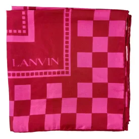 Lanvin Scarf Pink Check Design - Twill Silk Scarf SALE