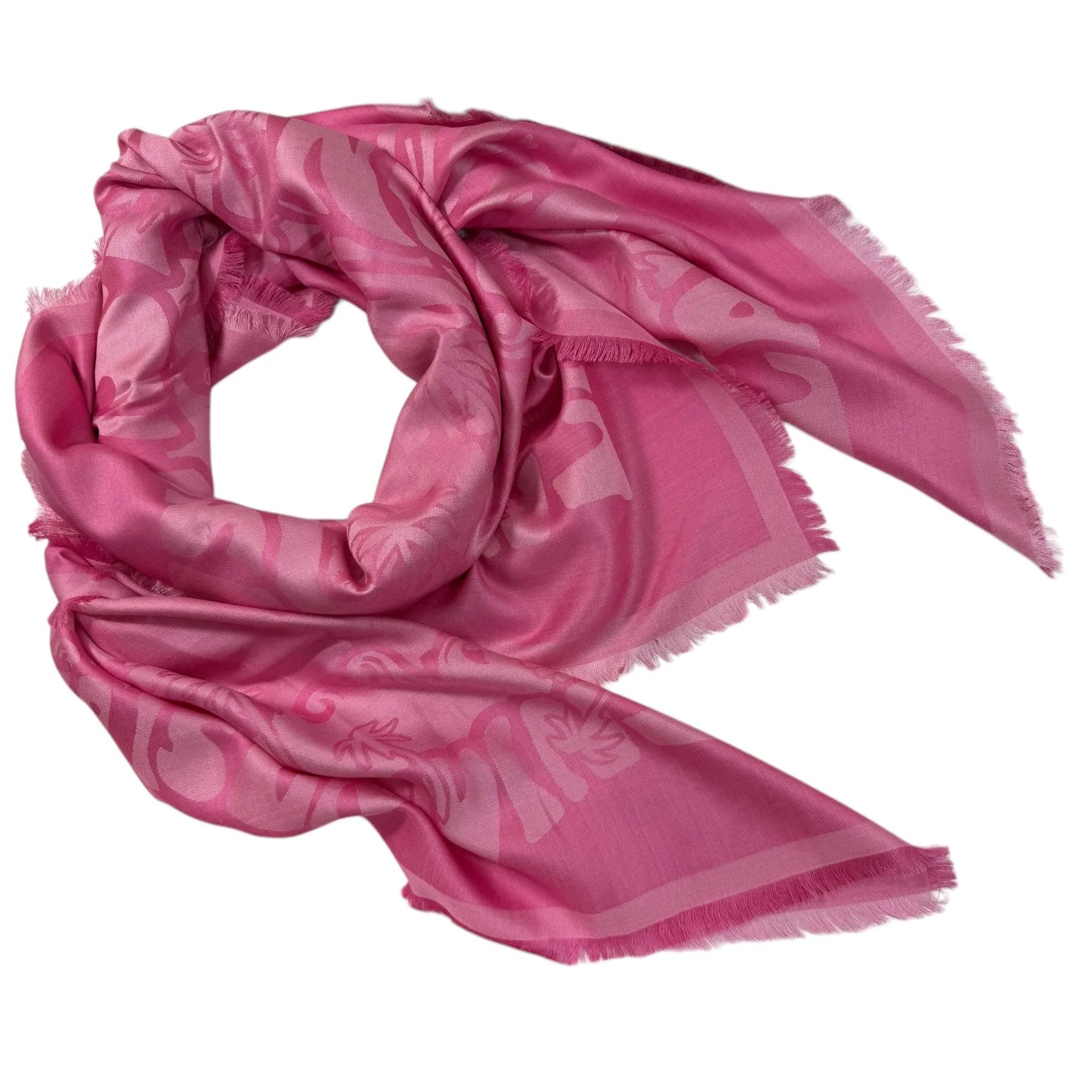 Lanvin Scarf Pink Island Logo Design - Extra Large Square Wool Silk Wrap