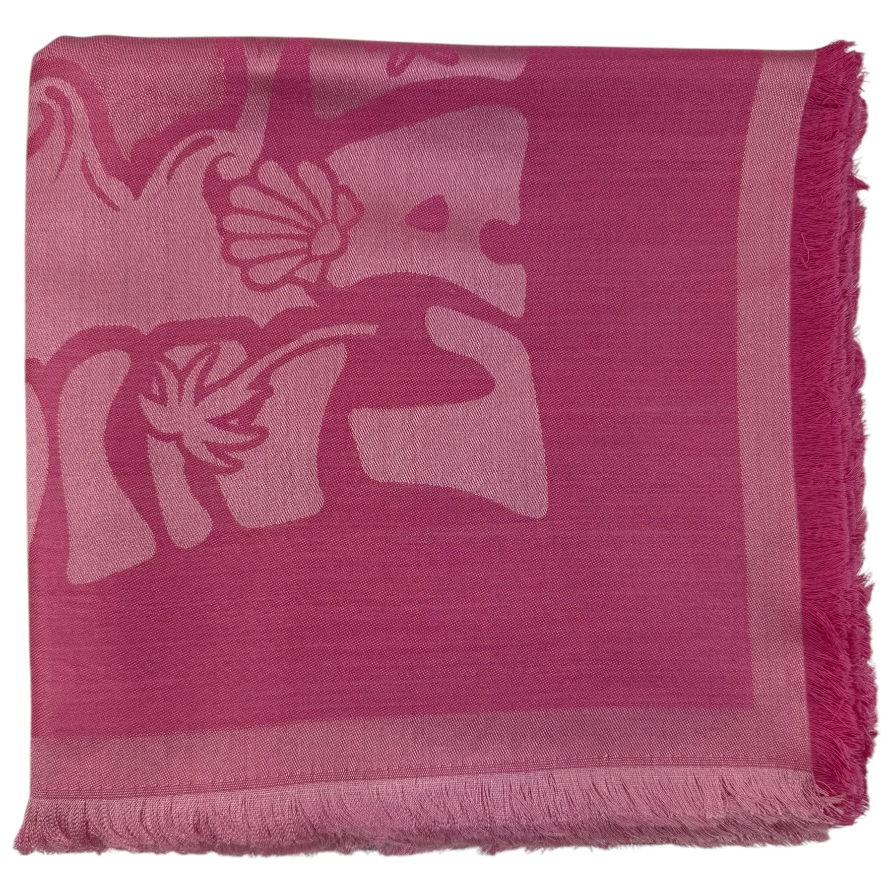 Lanvin Scarf Pink Island Logo Design - Extra Large Square Wool Silk Wrap
