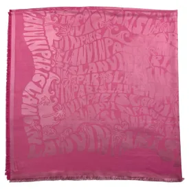 Lanvin Scarf Pink Island Logo Design - Extra Large Square Wool Silk Wrap