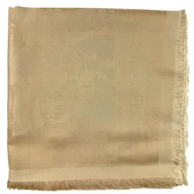 Lanvin Scarf Taupe Island Logo Design - Extra Large Square Wool Silk Wrap