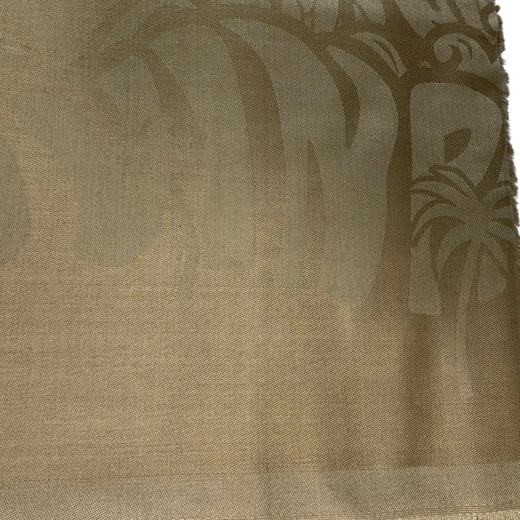 Lanvin Scarf Taupe Island Logo Design - Extra Large Square Wool Silk Wrap