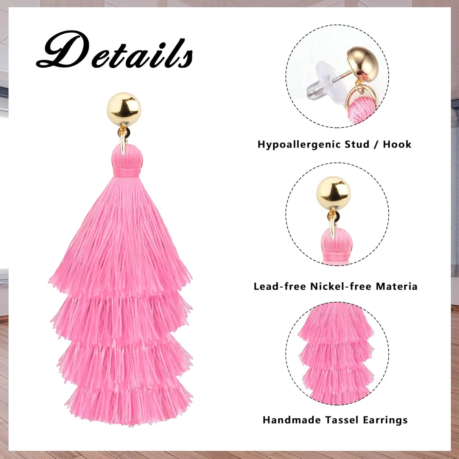 LOYALLOOK 4Pairs Tassel Earrings For Women Fan Shape Tassel Earrings Long Thread Tassel Earrings Bohemian Fringe Drop Handmade Earrings