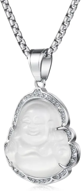 Lucky Laughing Buddha Pendant Chain Necklaces Amulet Jewelry for Men Women Boys 60cm