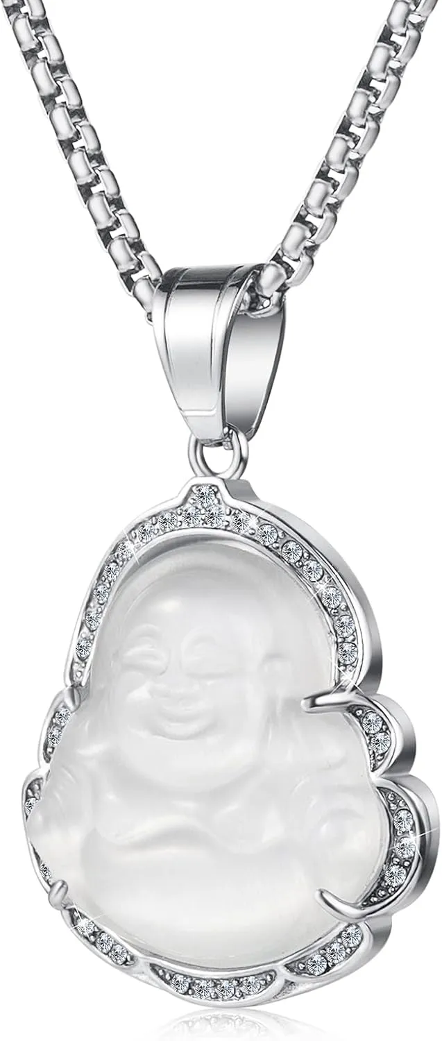 Lucky Laughing Buddha Pendant Chain Necklaces Amulet Jewelry for Men Women Boys 60cm