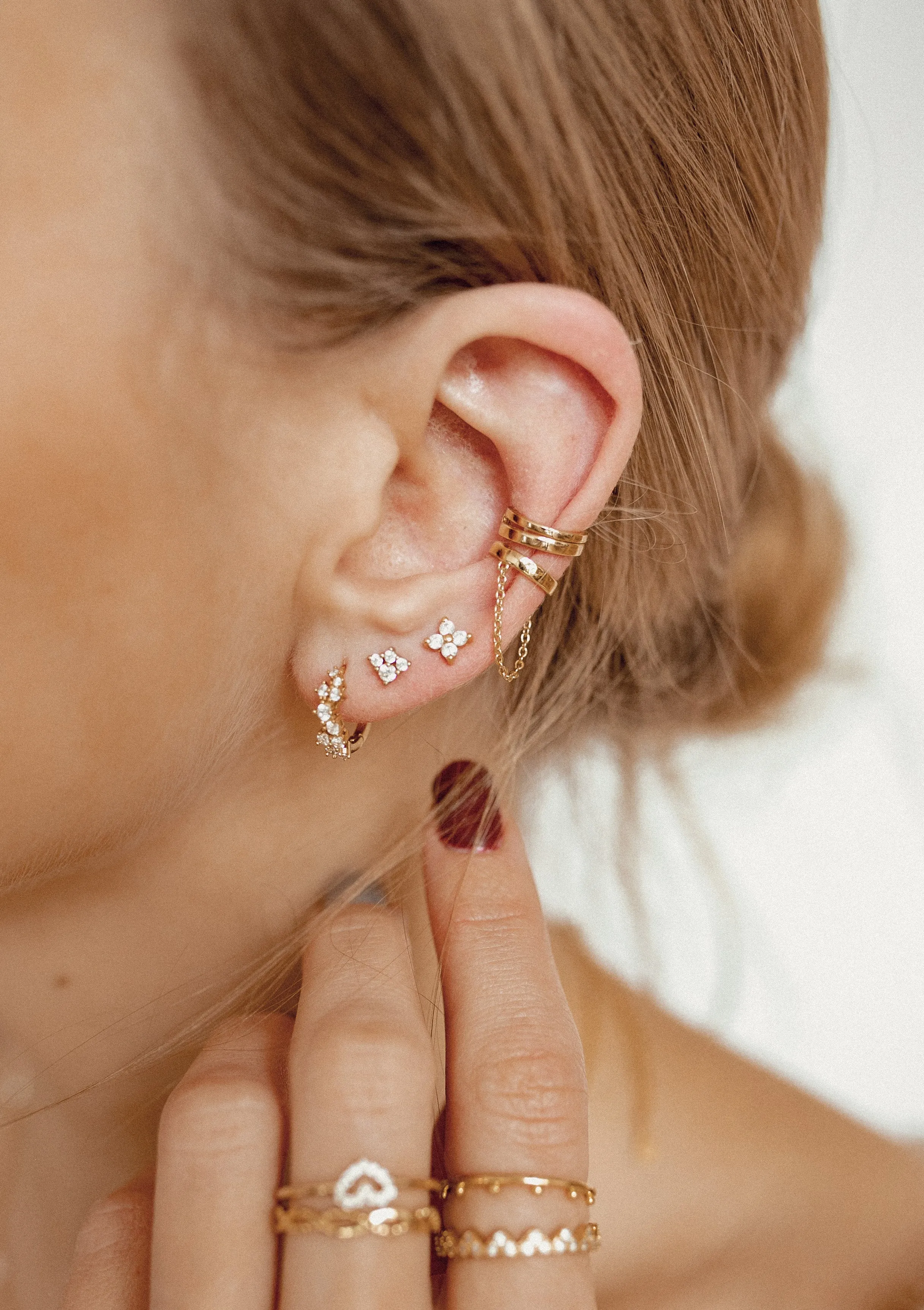 Luminar Stud Earrings Sterling Silver Gold