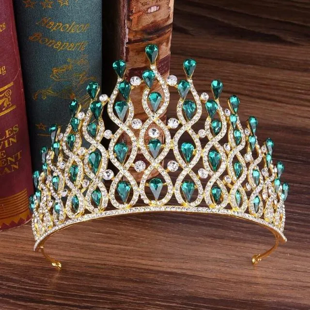 Luxury Multi Layer Crystal Drops Royal Queen Tiara Headband Crown