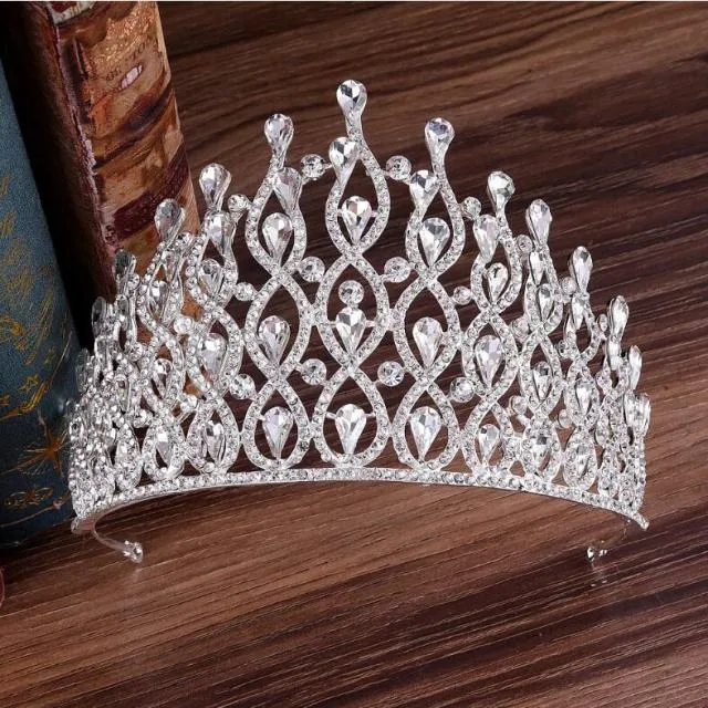Luxury Multi Layer Crystal Drops Royal Queen Tiara Headband Crown