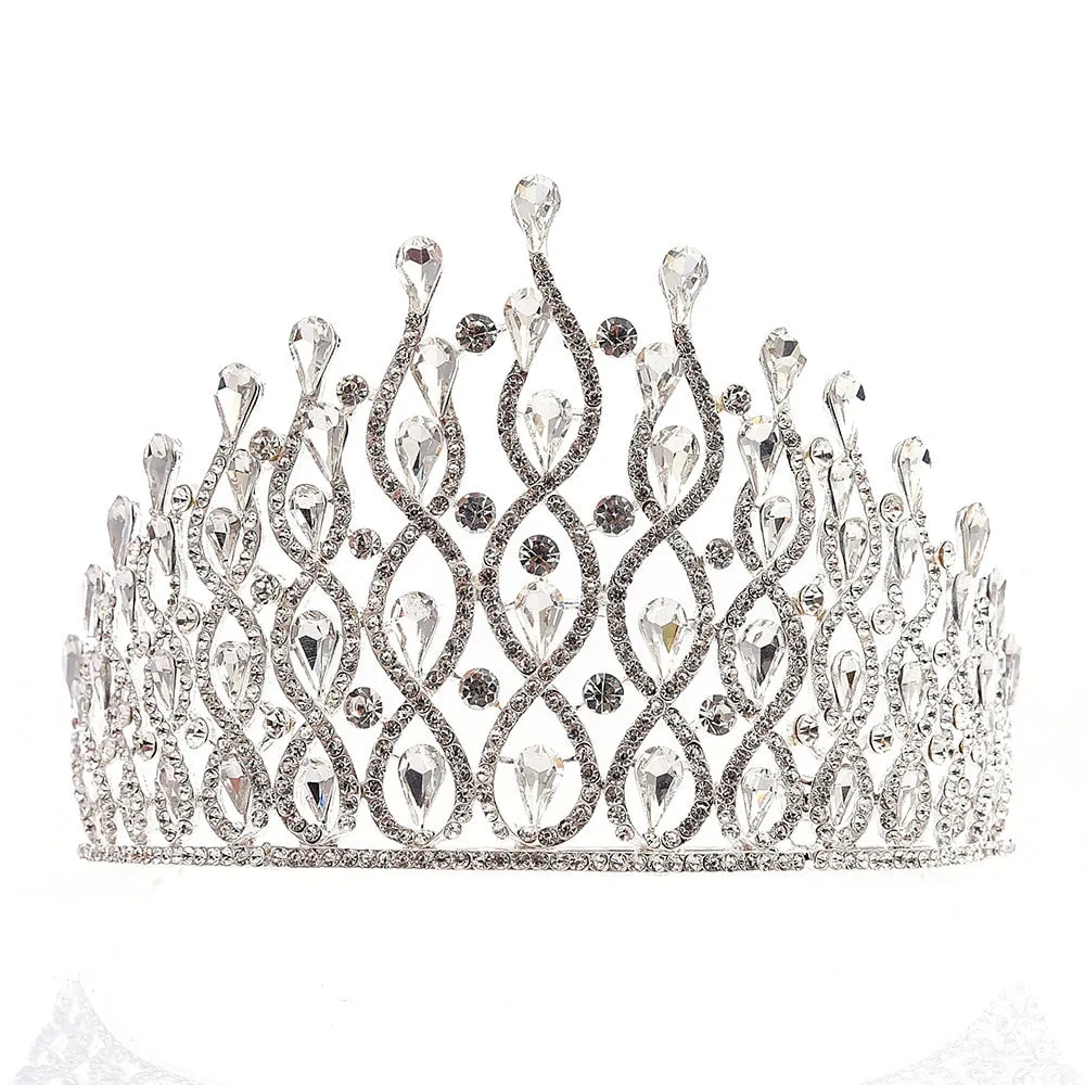 Luxury Multi Layer Crystal Drops Royal Queen Tiara Headband Crown