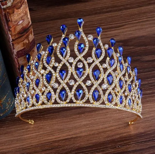 Luxury Multi Layer Crystal Drops Royal Queen Tiara Headband Crown