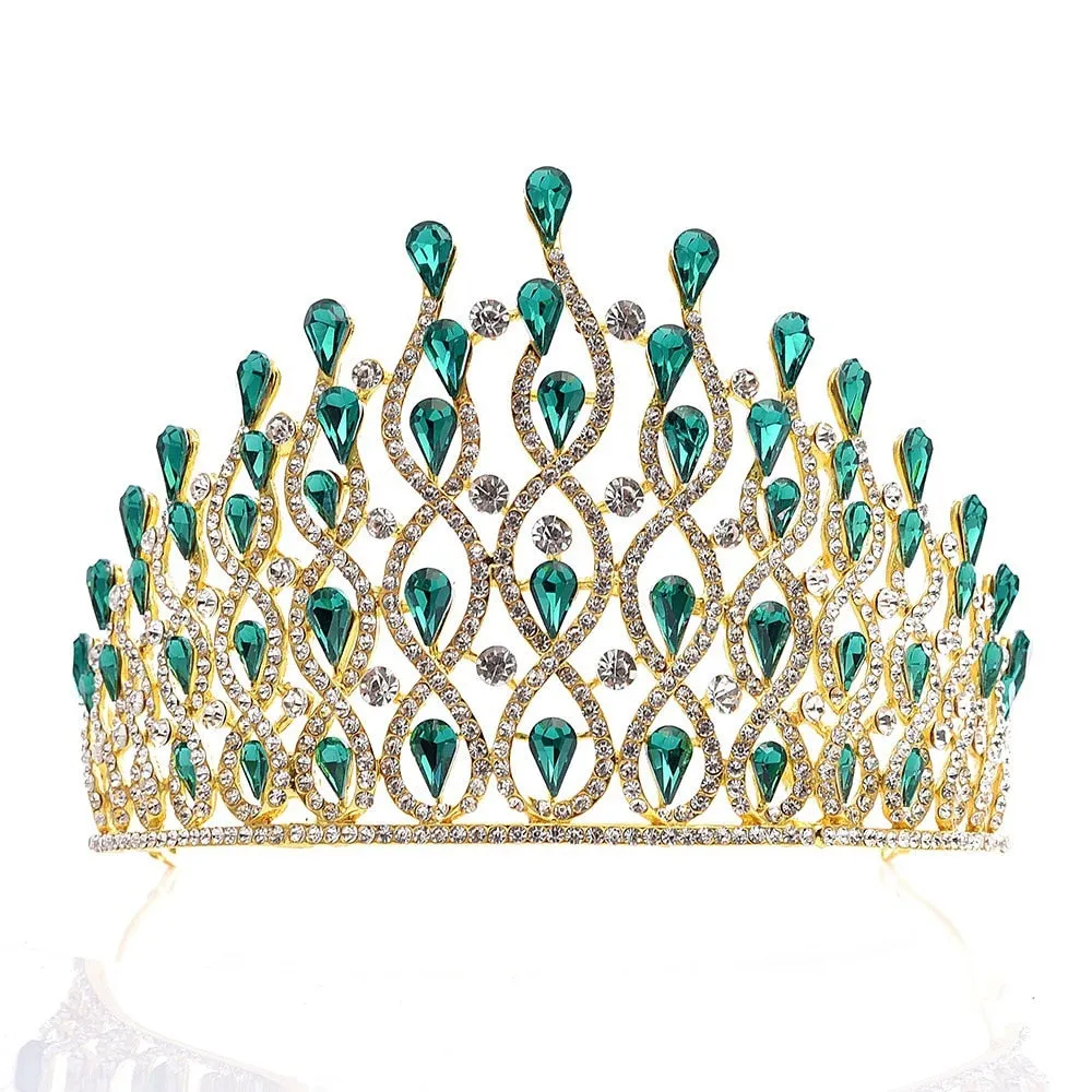 Luxury Multi Layer Crystal Drops Royal Queen Tiara Headband Crown