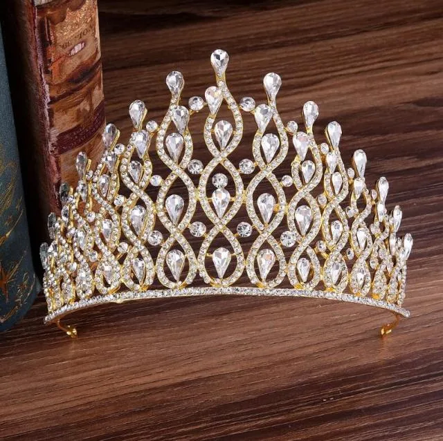 Luxury Multi Layer Crystal Drops Royal Queen Tiara Headband Crown
