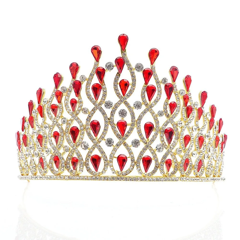 Luxury Multi Layer Crystal Drops Royal Queen Tiara Headband Crown