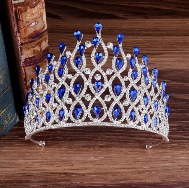 Luxury Multi Layer Crystal Drops Royal Queen Tiara Headband Crown