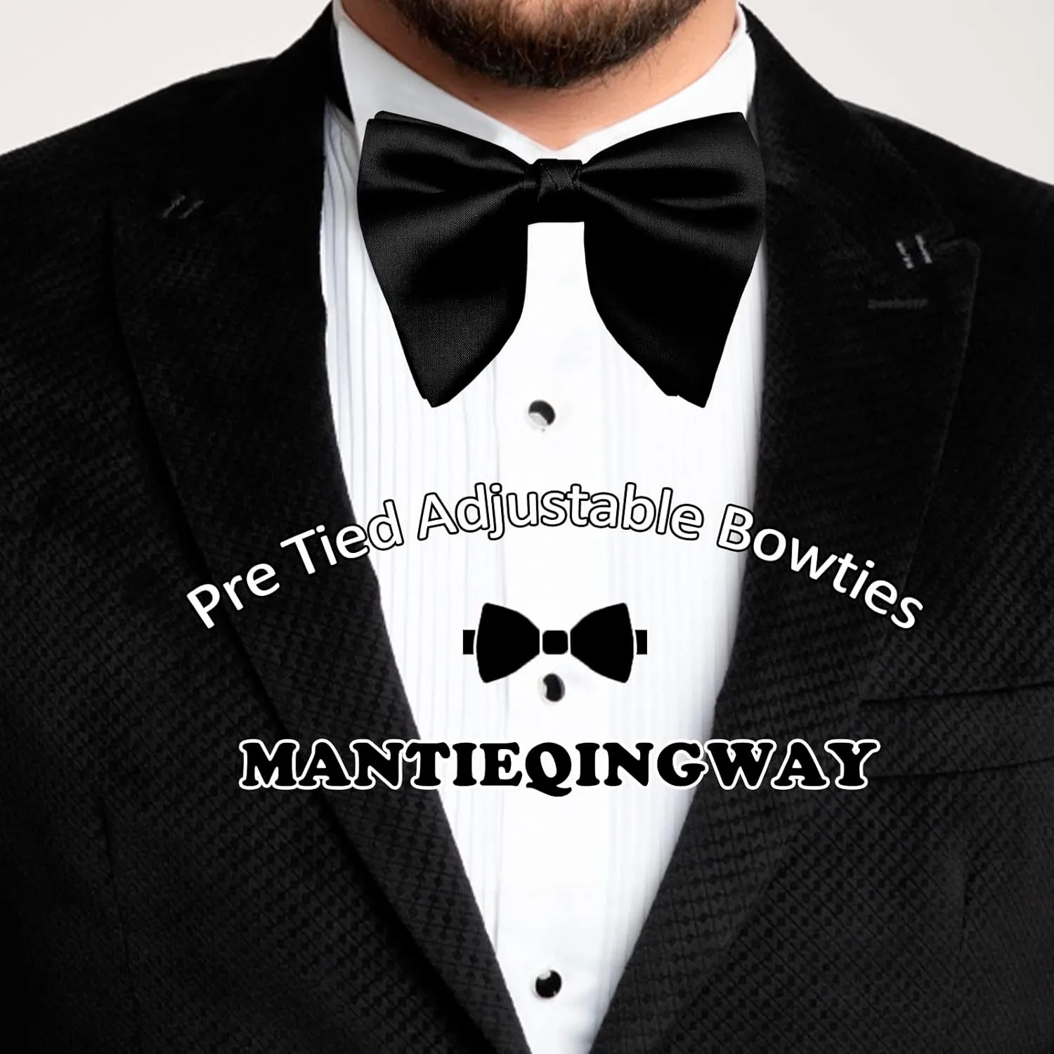 Mantieqingway Bow Ties for Men, Pre Tied Bowtie Adjustable Oversize Mens Bow Tie for Tuxedo, Vest, Wedding, Party, Graduation
