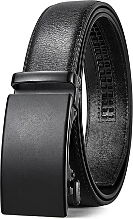 Mens Belt,Ratchet Belts for Men Leather 1 3/8'' Adjustable for Dress Jeans,Comfort Trim to Fit