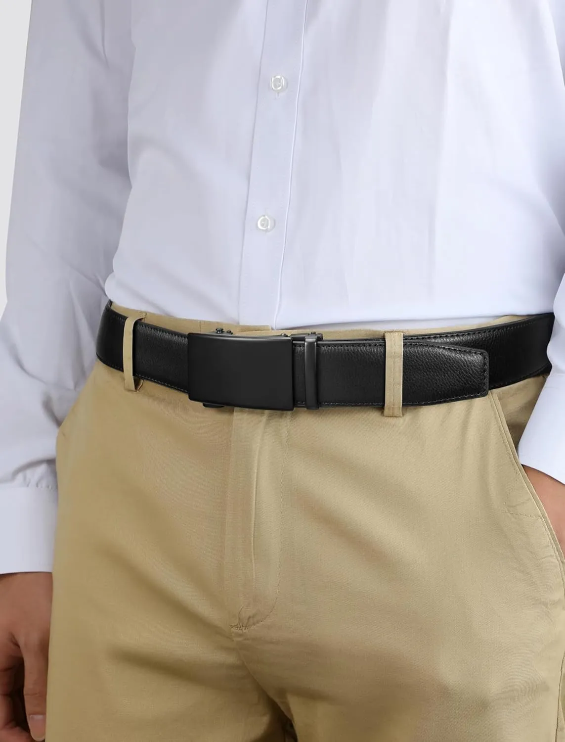 Mens Belt,Ratchet Belts for Men Leather 1 3/8'' Adjustable for Dress Jeans,Comfort Trim to Fit