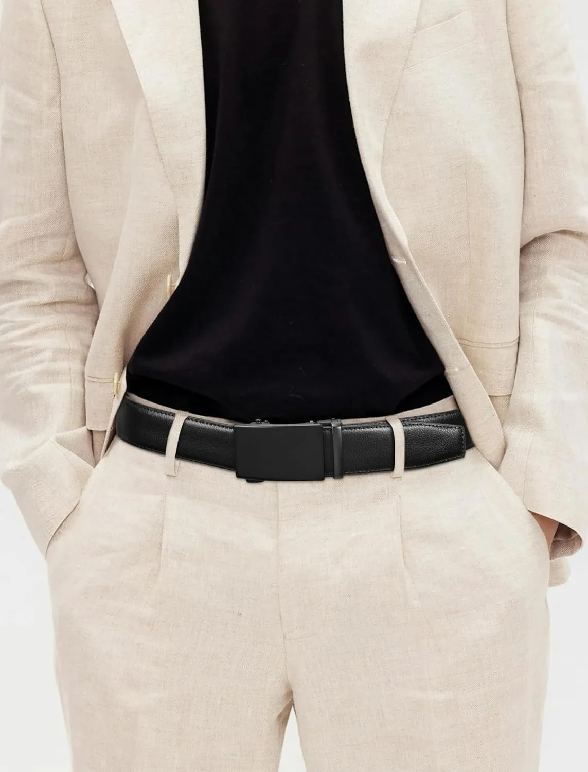 Mens Belt,Ratchet Belts for Men Leather 1 3/8'' Adjustable for Dress Jeans,Comfort Trim to Fit
