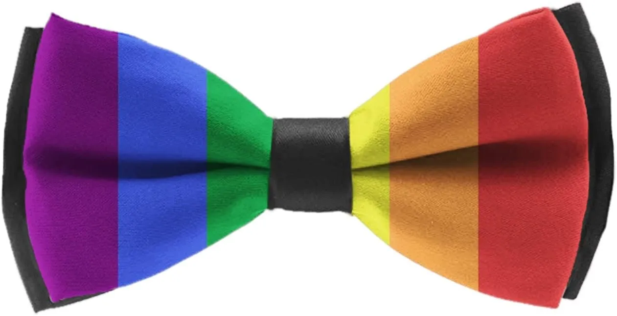 Mens Bow Ties Handmade Pre-Tied LGBT Pride Rainbow Flag Pattern Bow Ties For Men
