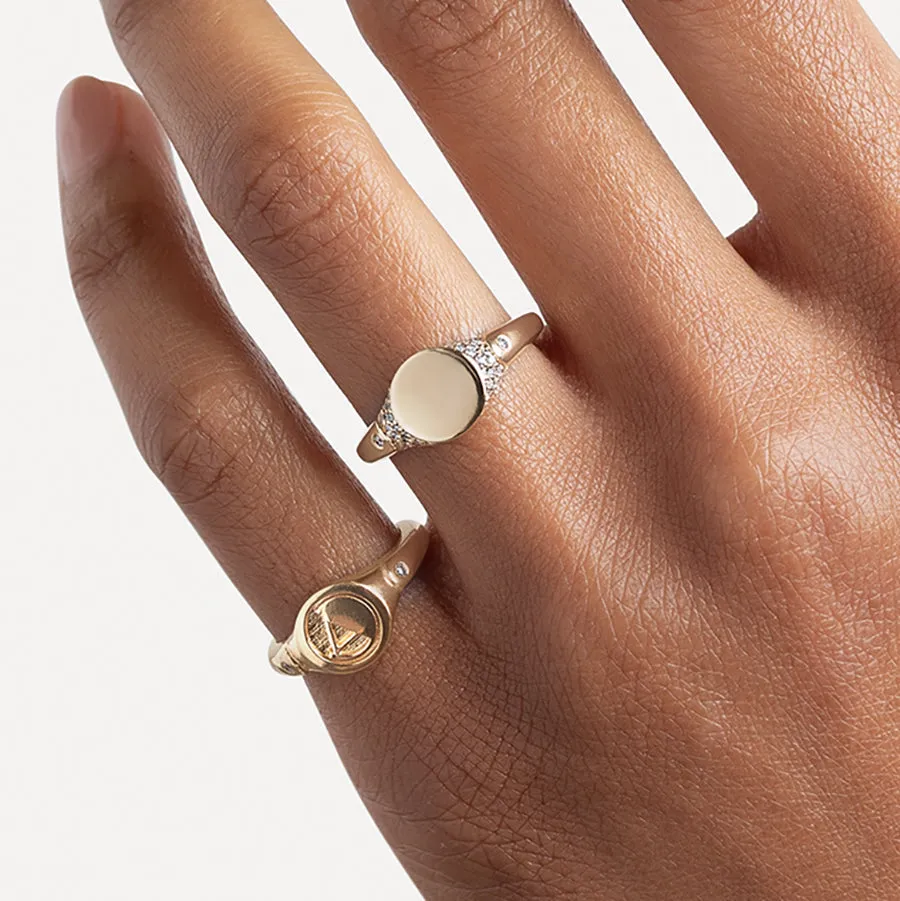 Monogrammed Signet Ring - Sterling Silver