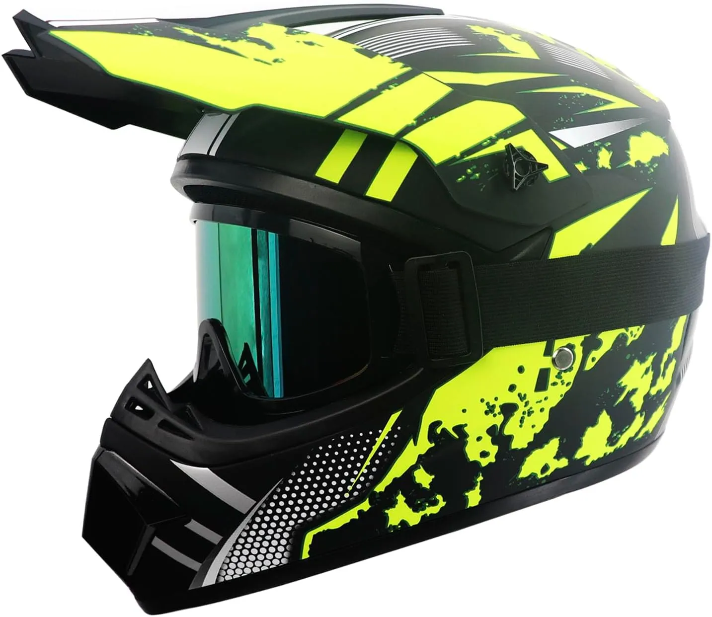 Motorcycle Dirt Bike Helmet Full Face Motocross Helmets for Outdoor Sports Off Road Racing Mountain Bike Men Women Off-Road Helmet Gloves Goggles for Adult Youth DOT/FMVSS 218 Approve