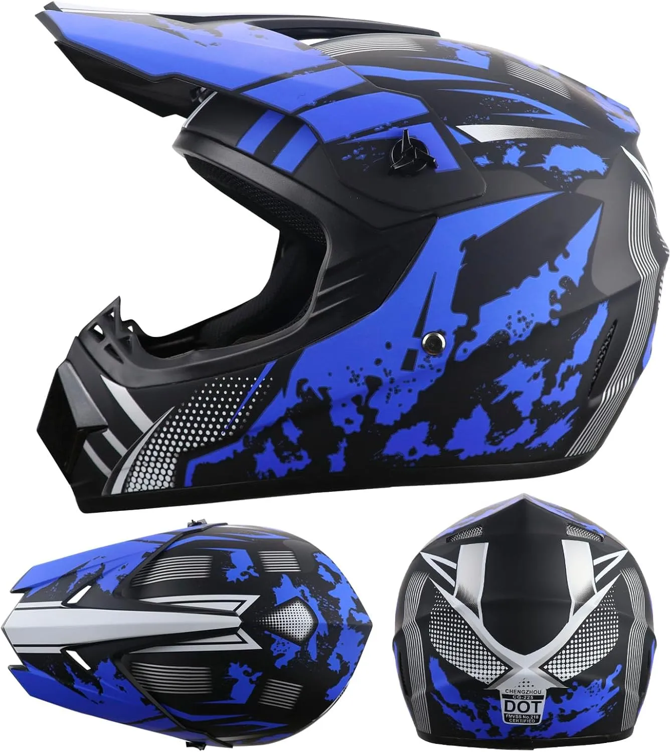 Motorcycle Dirt Bike Helmet Full Face Motocross Helmets for Outdoor Sports Off Road Racing Mountain Bike Men Women Off-Road Helmet Gloves Goggles for Adult Youth DOT/FMVSS 218 Approve