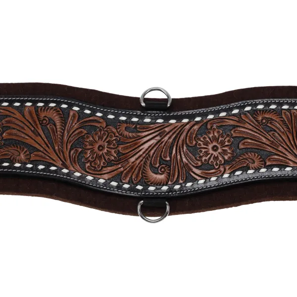 New! Showman Bloomhide Contoured Felt Bottom Girth with Velcro Stick and Peel