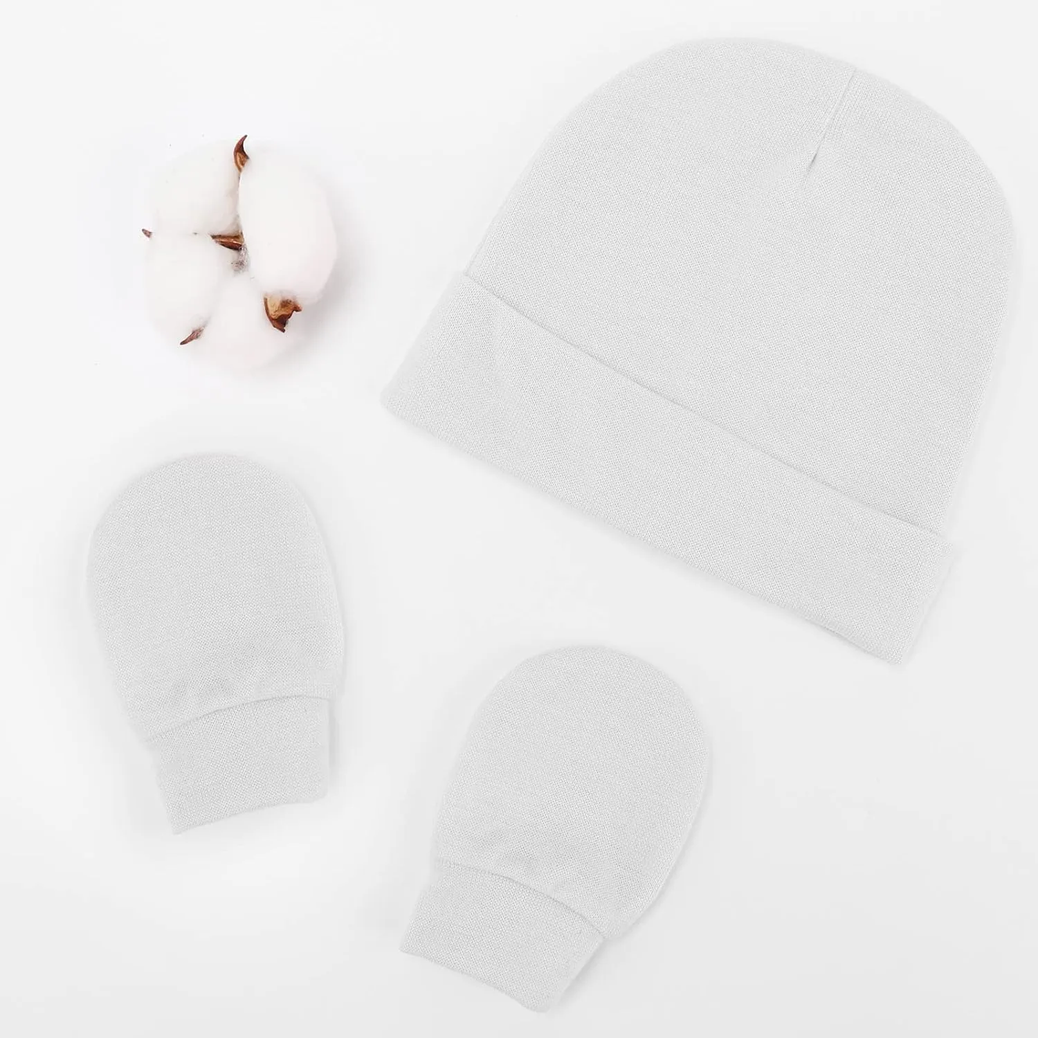 Newborn Baby Hats and Mittens Set Infant Beanie Cap Toddler Gloves Newborn Hospital Hats for Baby Boy Girl Kid 0-6 Months