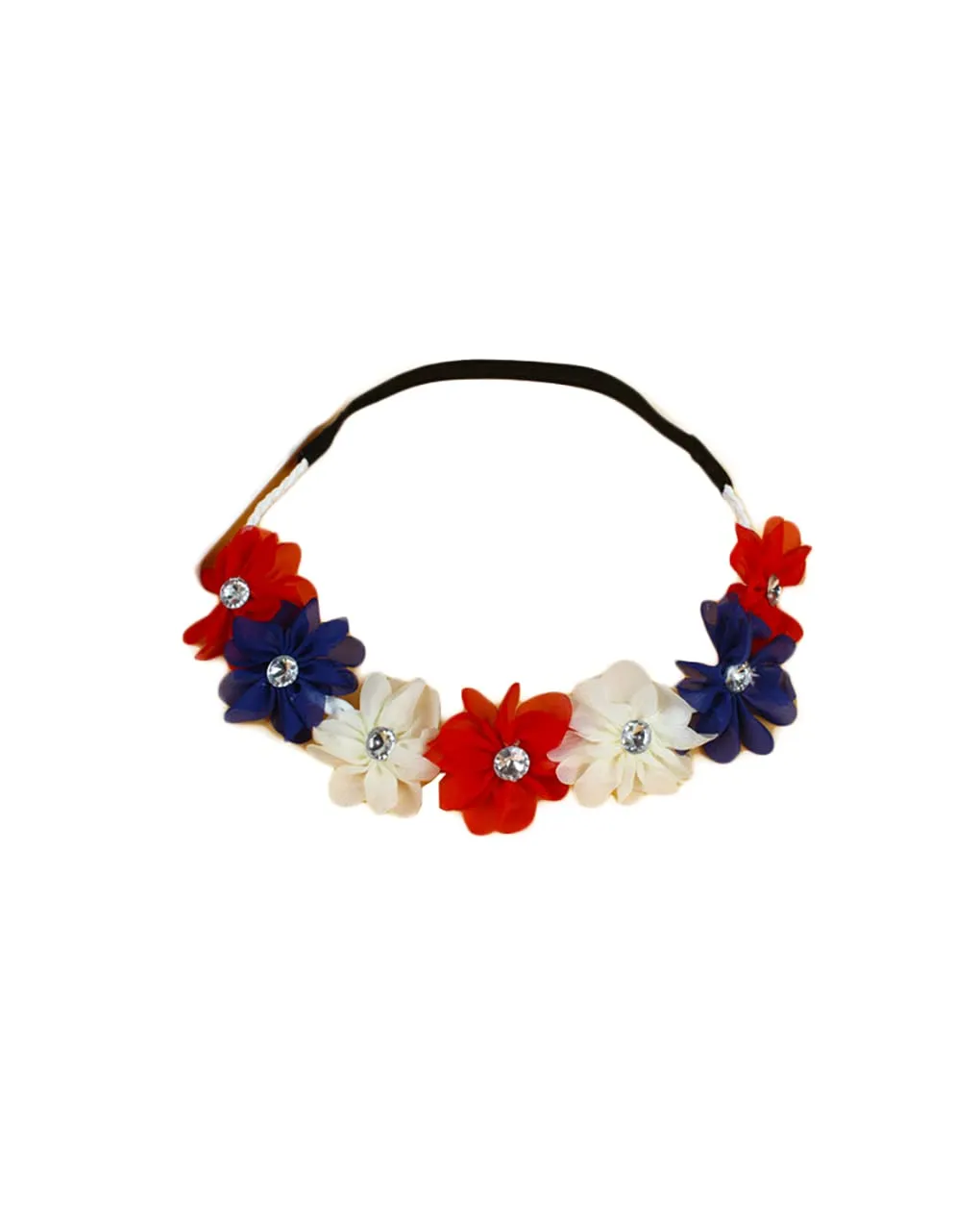 Patriotic Headband Flower Crown Floral Garland Flag Hair Wreath for Women Girls JHN21 (Floral Headband A)
