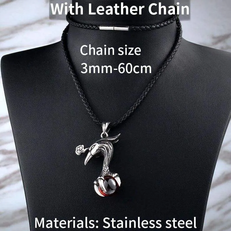 phoenix bird pendant Necklace for Men with Red stone Viking Choker Amulet Jewelry