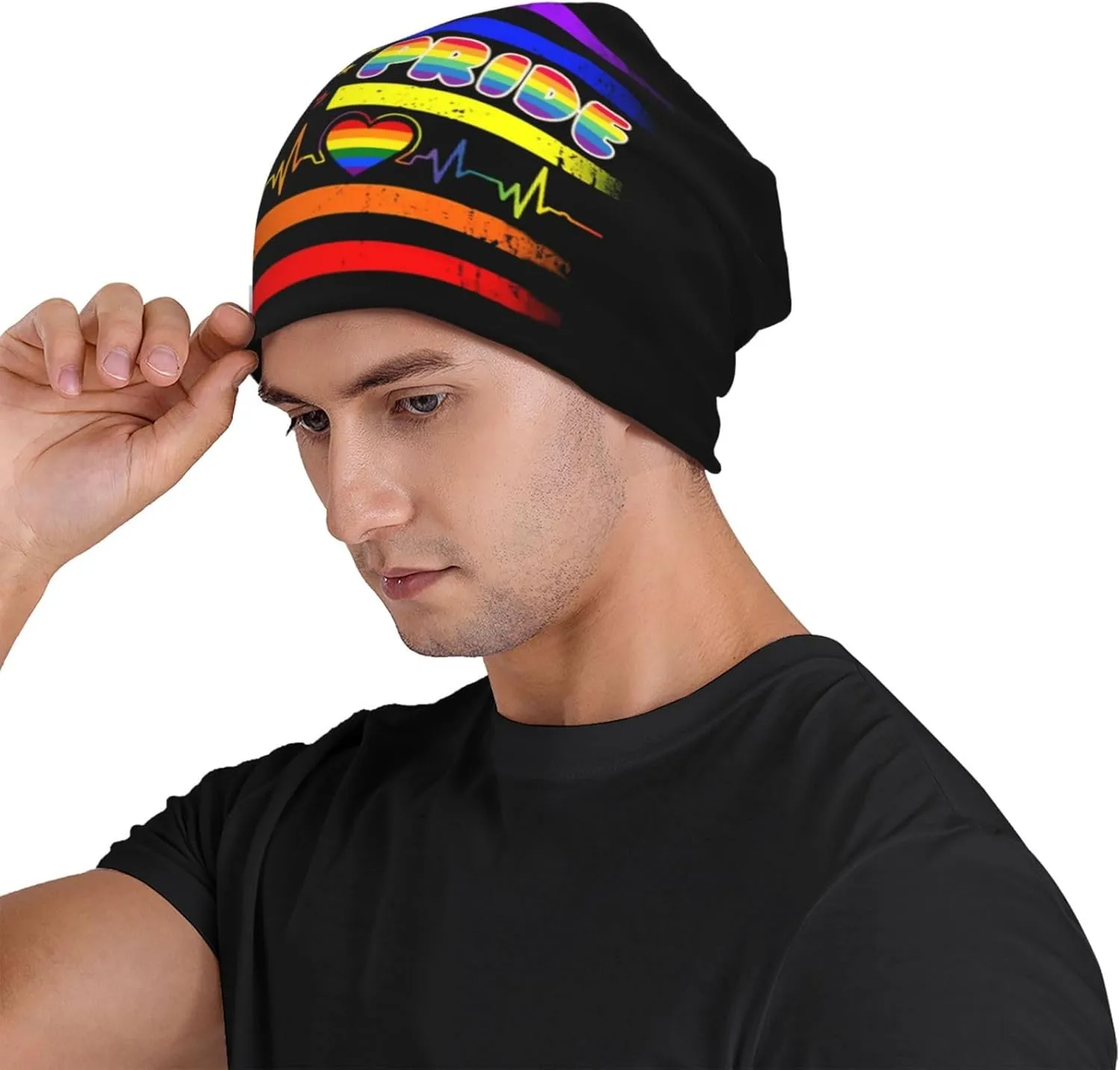 Rainbow Pride Hat,Chemo Headwear for Women for Slouchy Beanie Hat Skull Cap Cancer Headwear Accessories for Women
