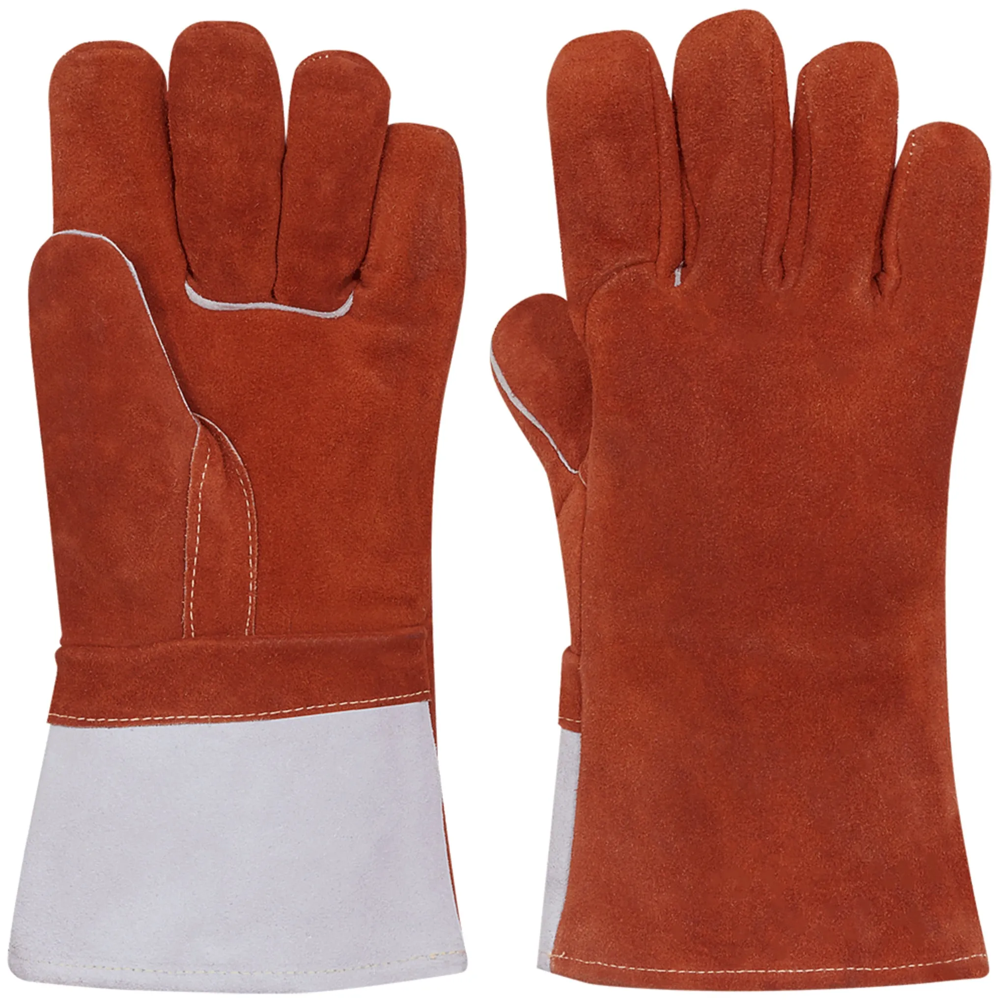 Ranpro High Heat Leather Gloves - Foam Lined for Heat Resistance, Durable Industrial Safety Protection, High Visibility, Ideal for Extreme Temperatures