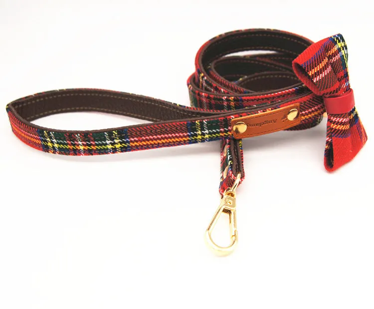 Red Plaid Bowknot Small Pet Collar